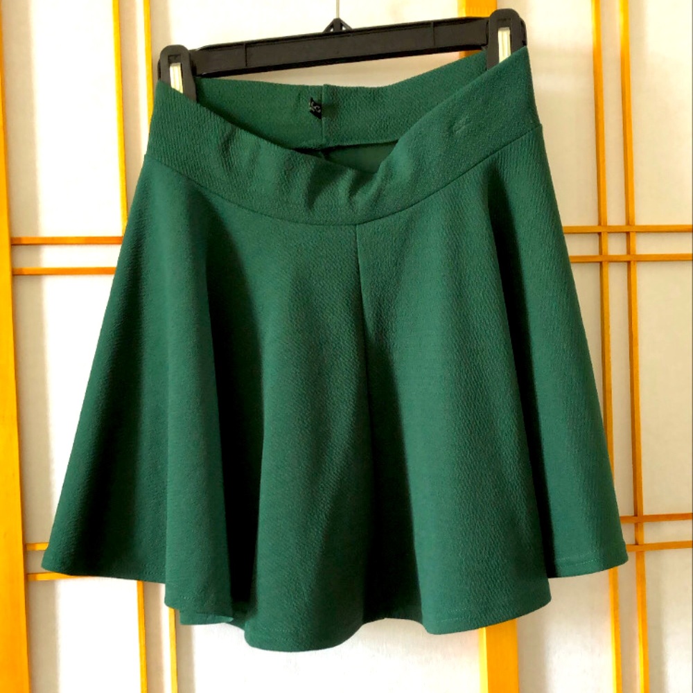 Green Pleated Mini Skirt